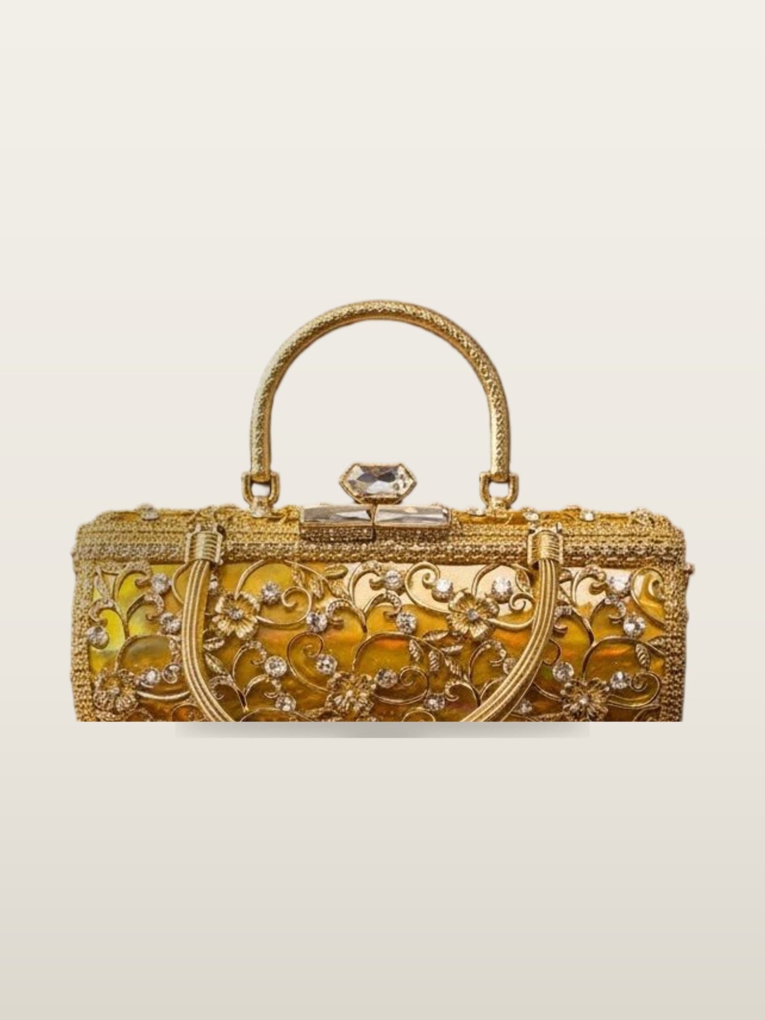 Gold Filigree Box Clutch