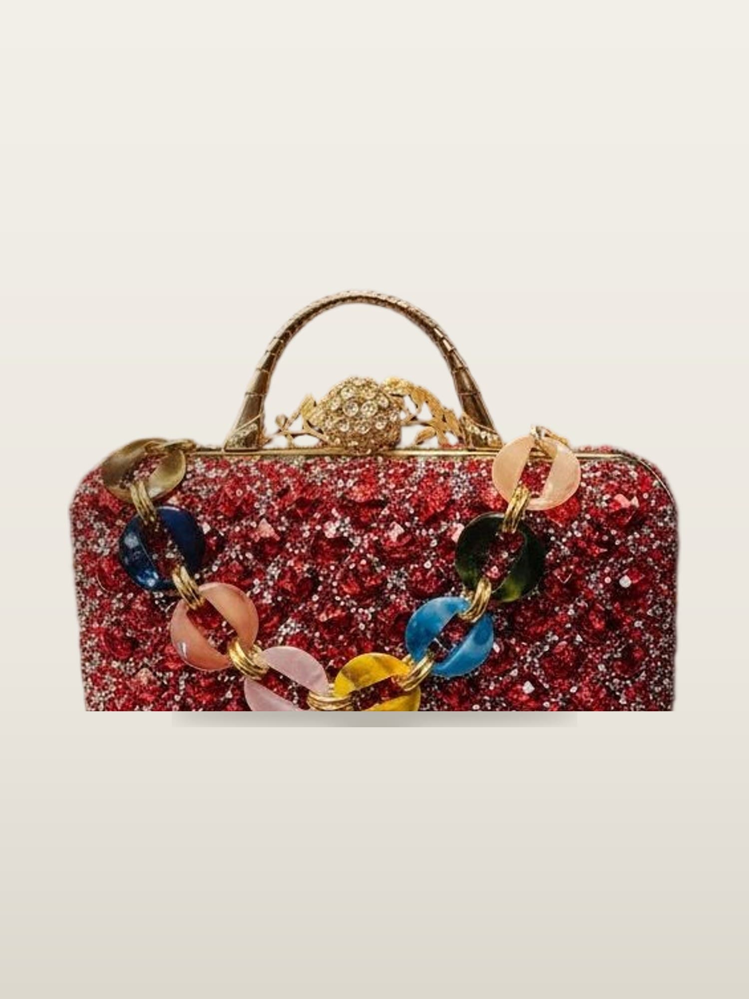 Red Beaded Chain Clutch