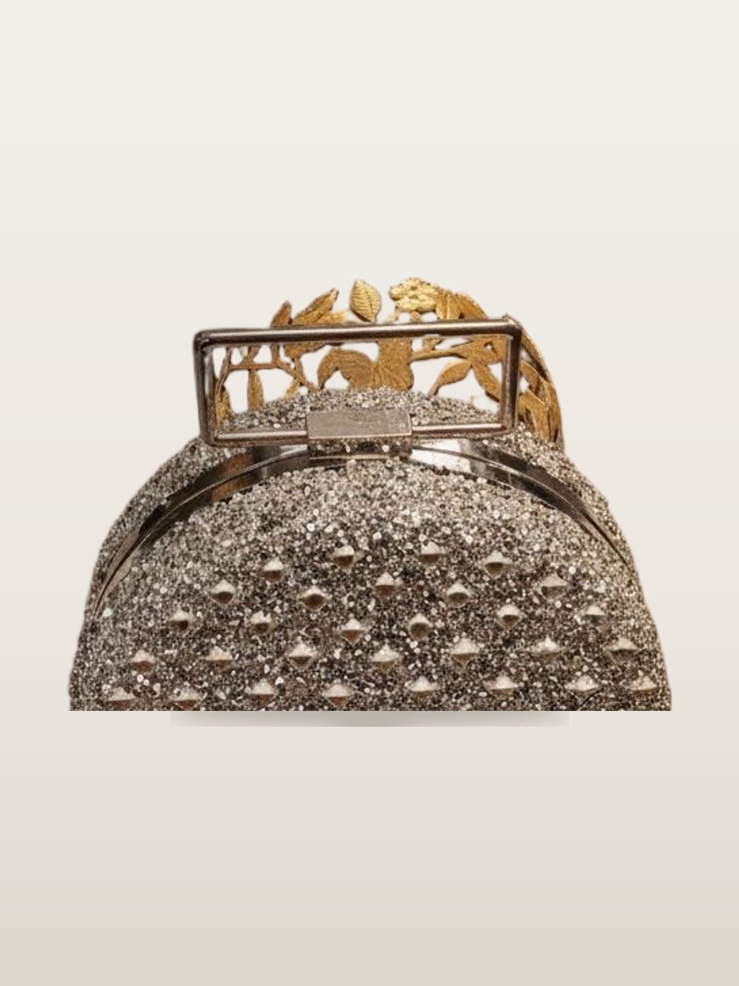 Silver Beaded Frame Clutch