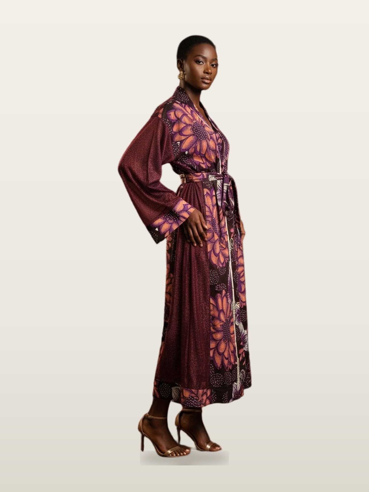 Burgundy Print Maxi Dress