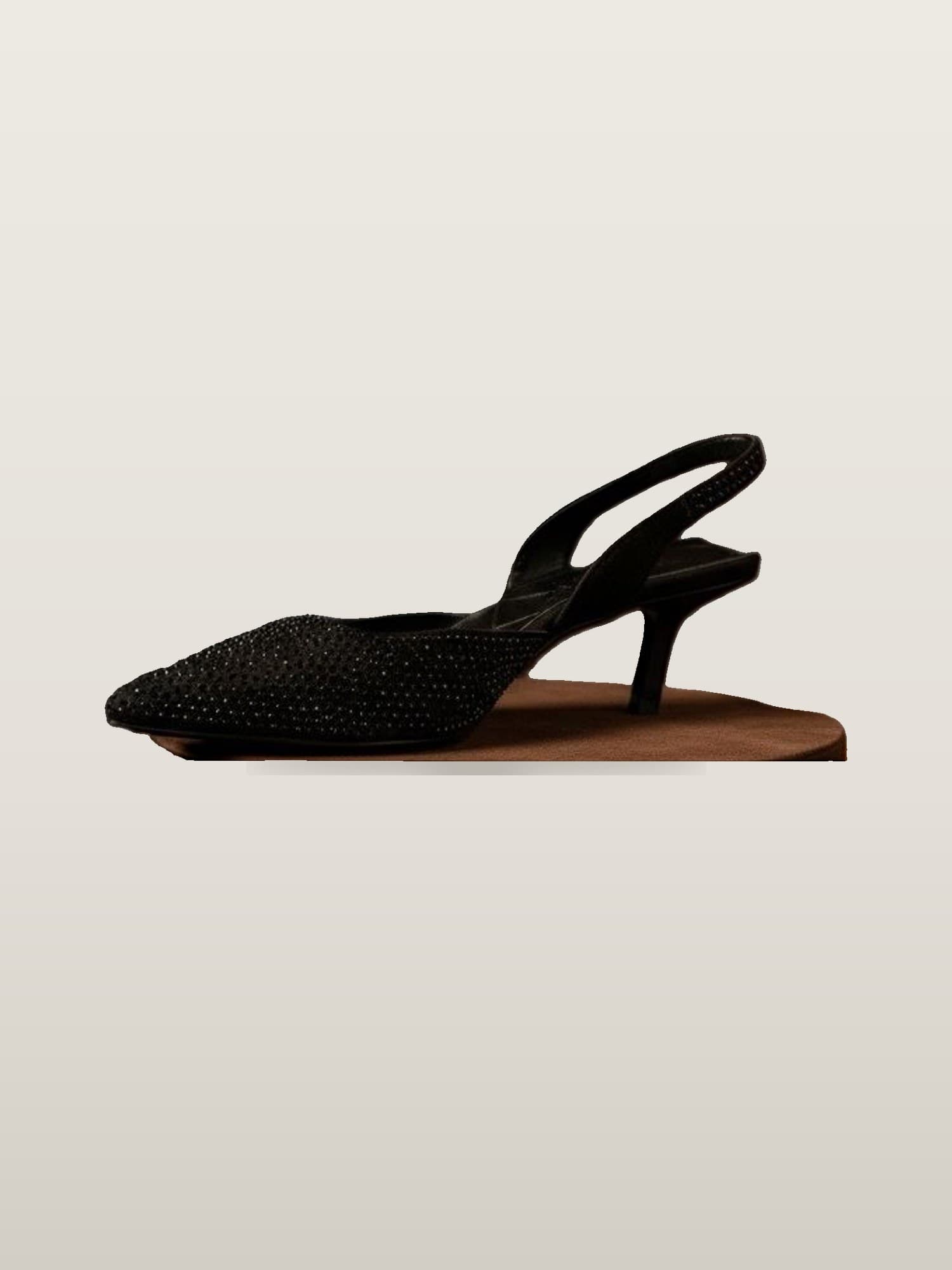 Black Glitter Slingback