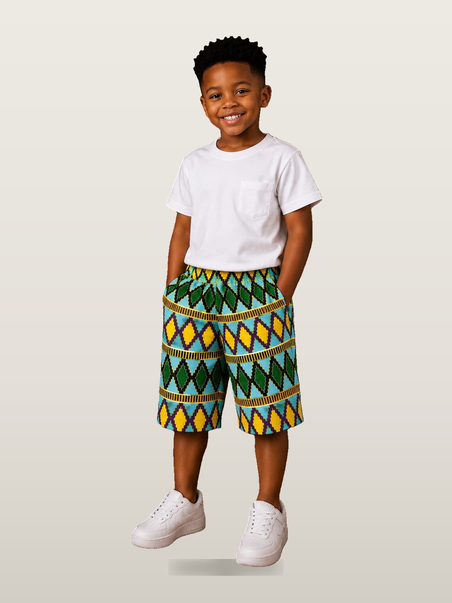 Boys’ Ankara Diamond Shorts & Tee