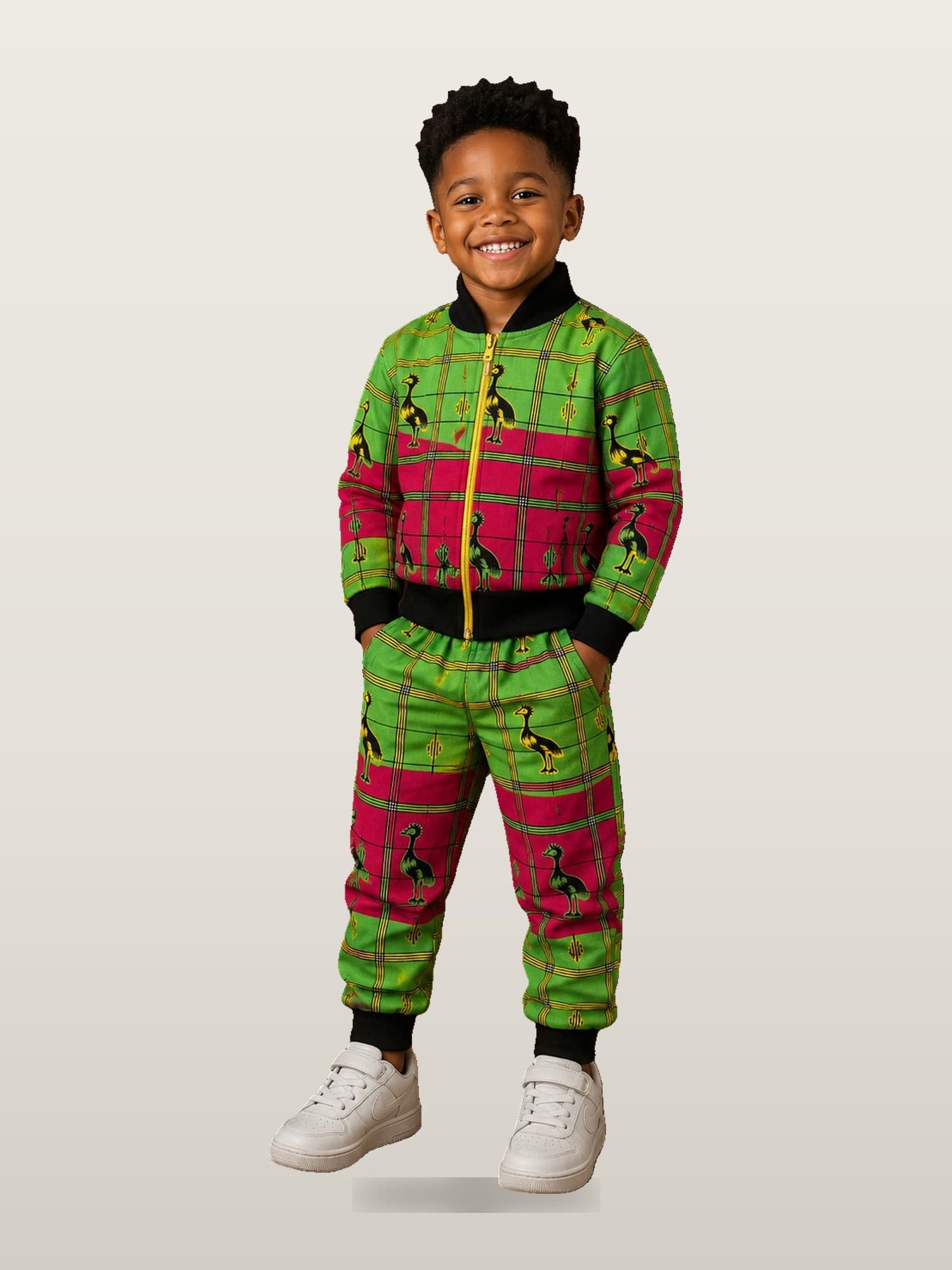 Boys’ Green Ankara Tracksuit