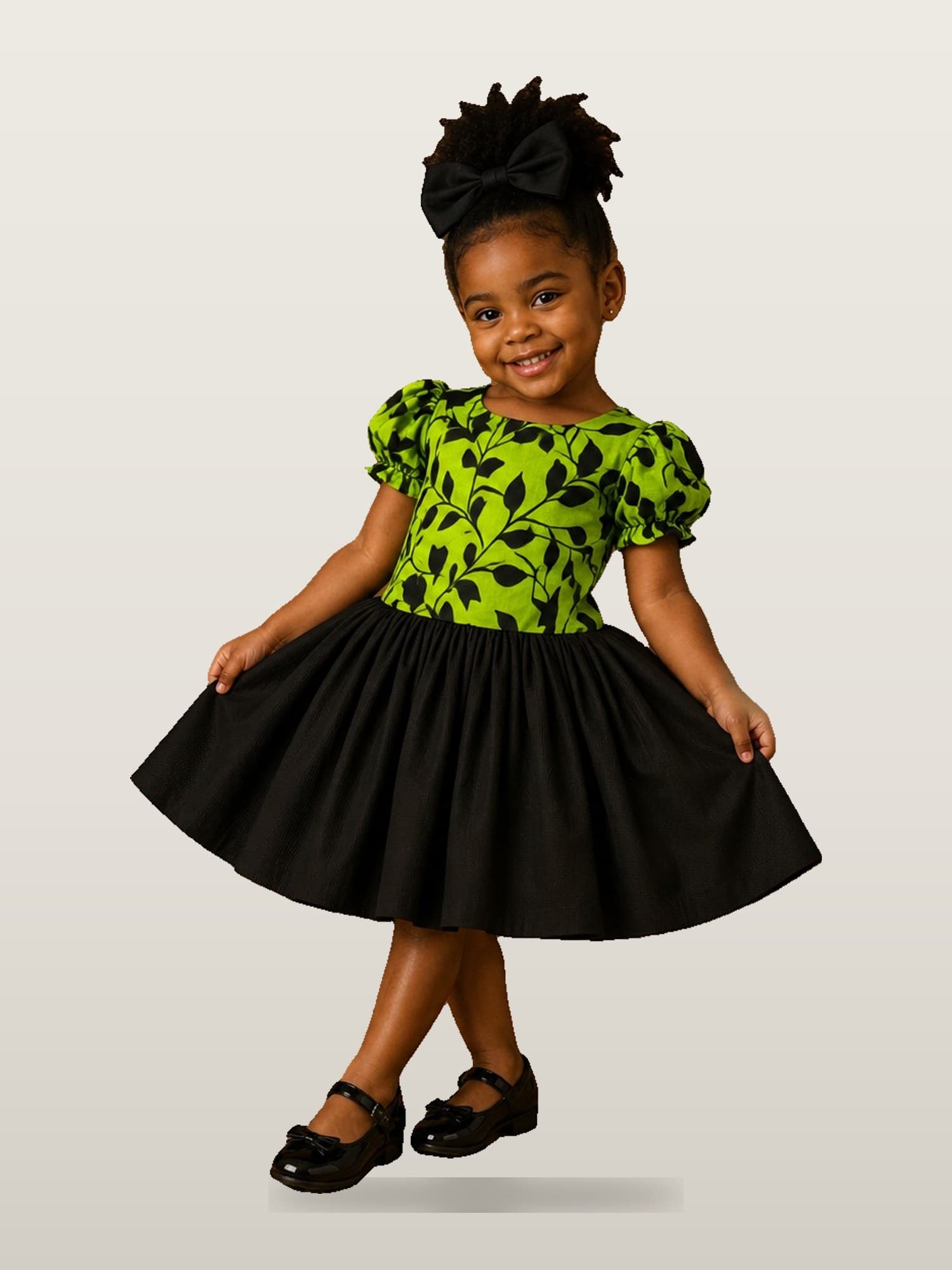 Girls’ Green Ankara Party Dress