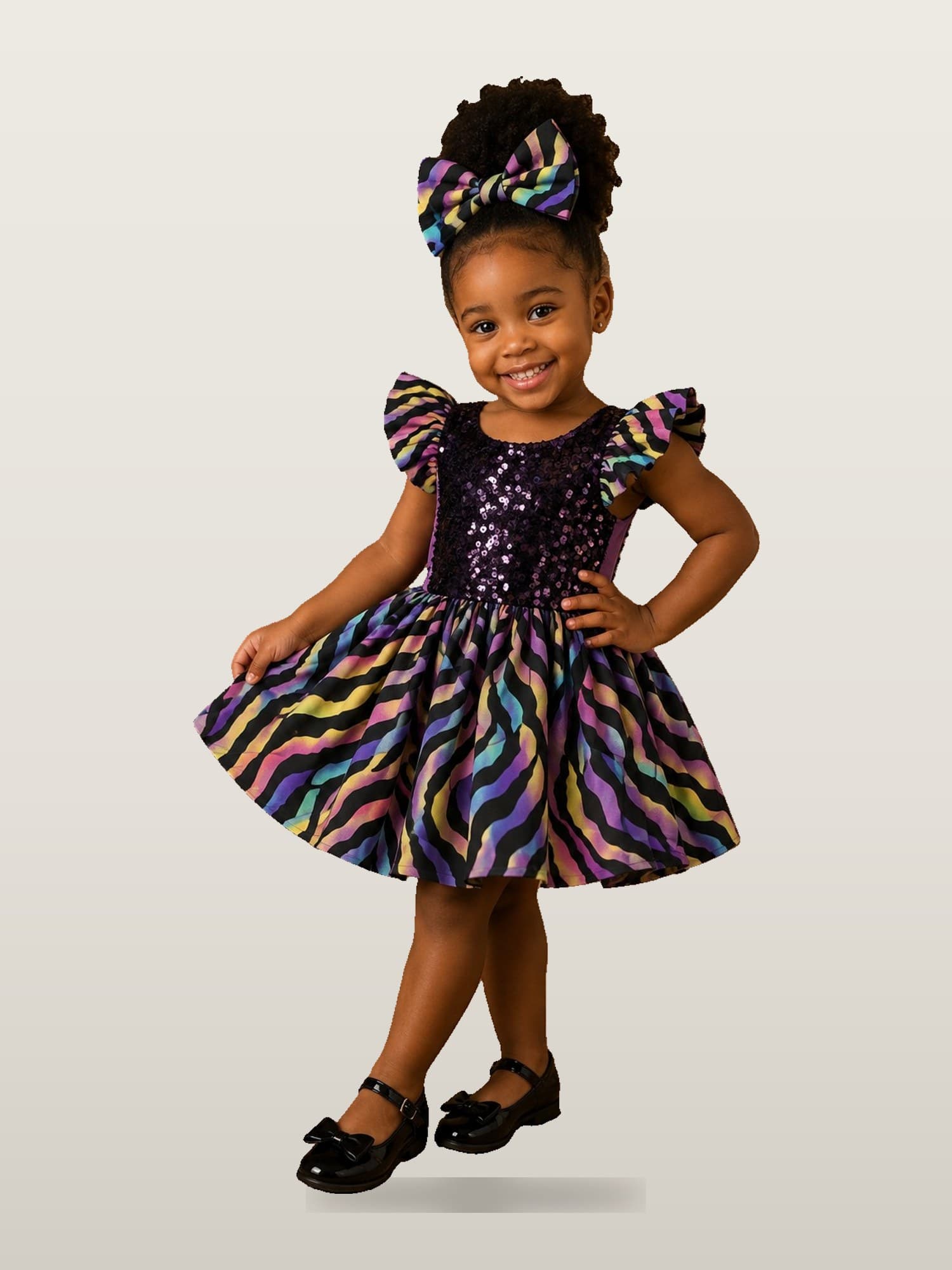 Girls’ Sequin Multicolour Twirl Dress