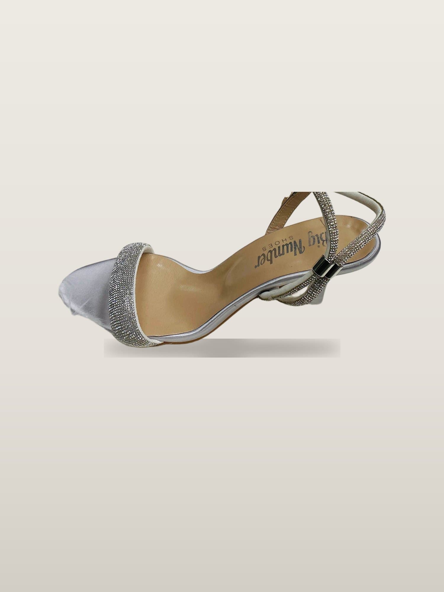 Silver Crystal Strap Heel