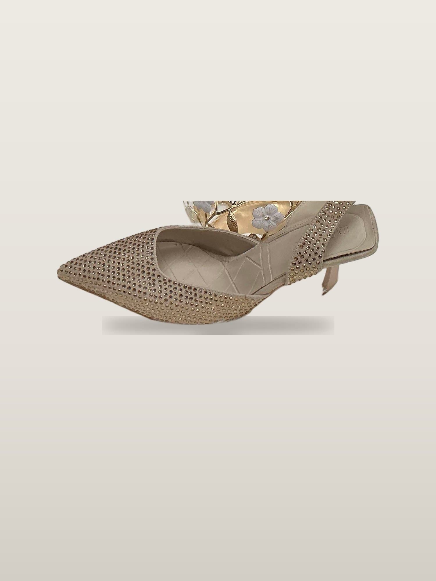 Nude Sparkle Pointed Slingback