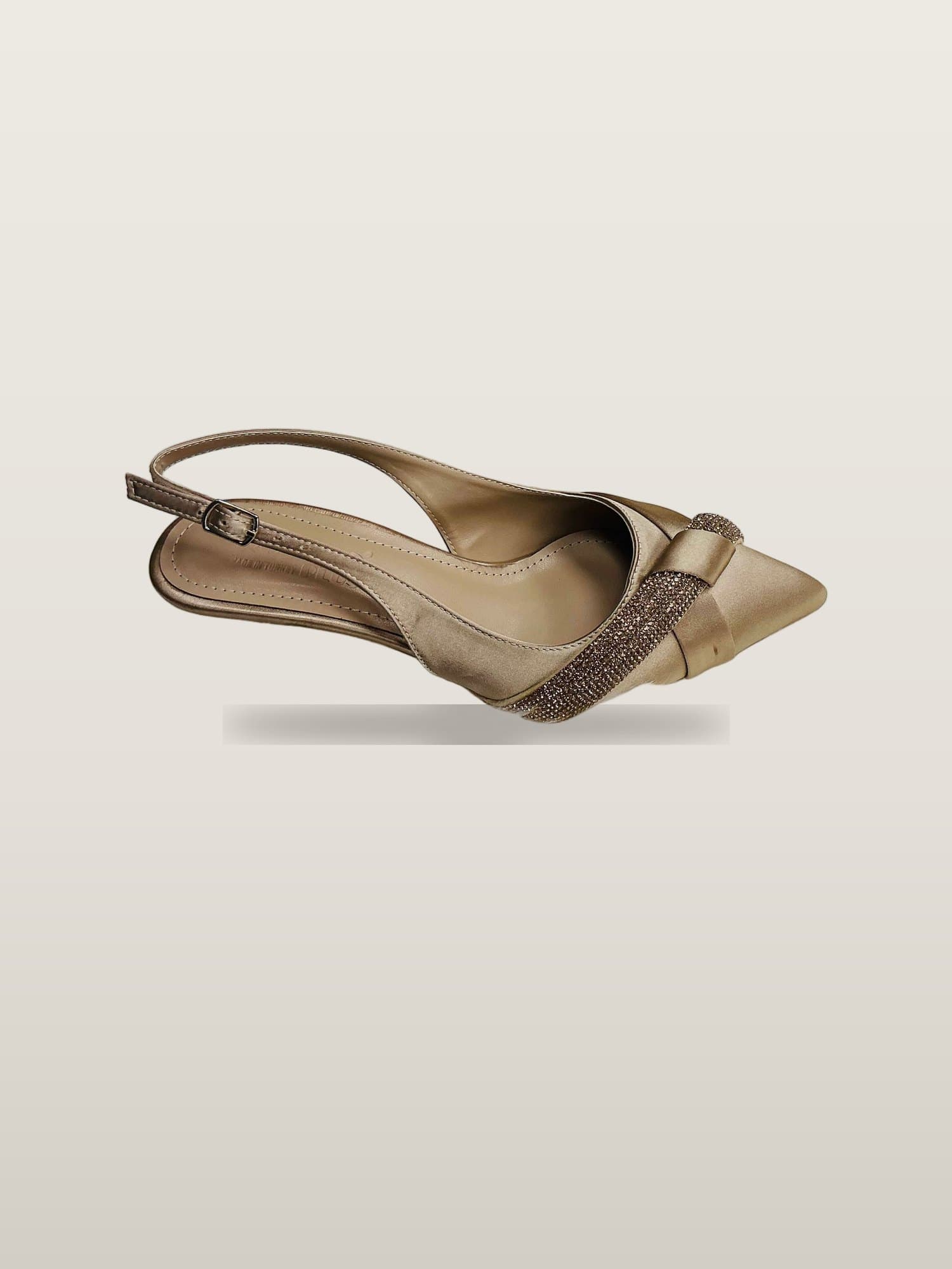 Satin Taupe Bow Slingback  heels