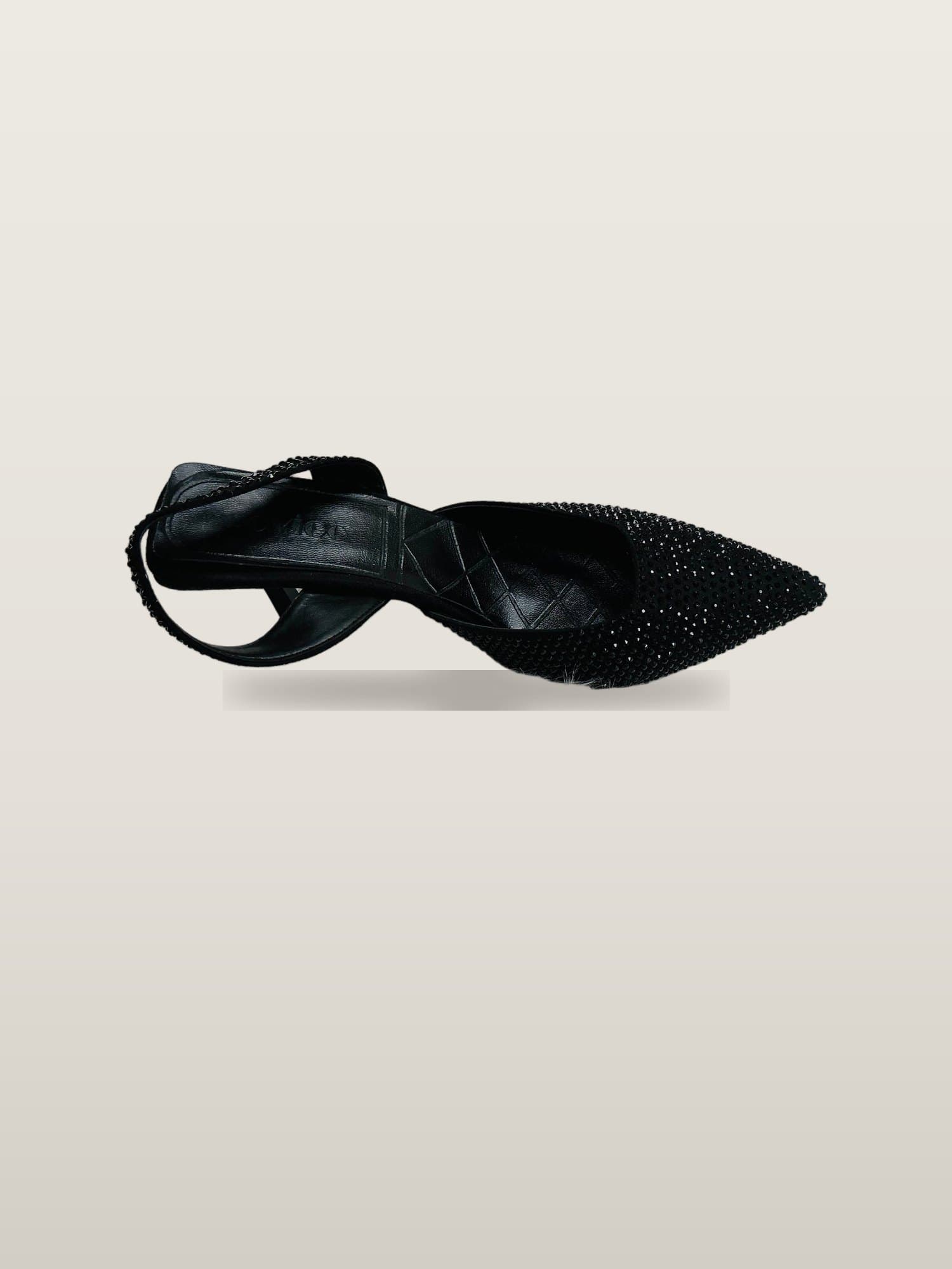 Onyx Crystal Pointed Slingback