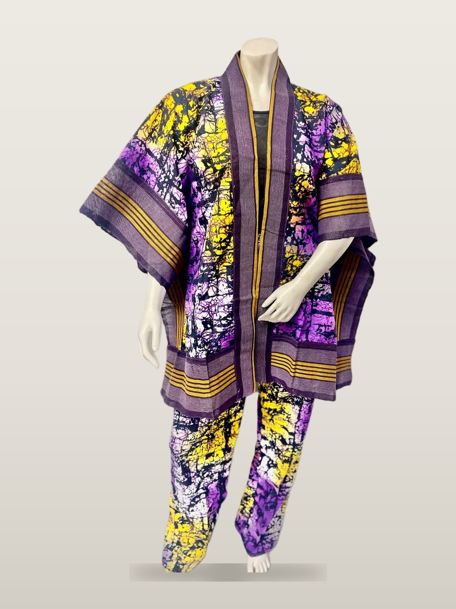Purple Batik Kimono Set
