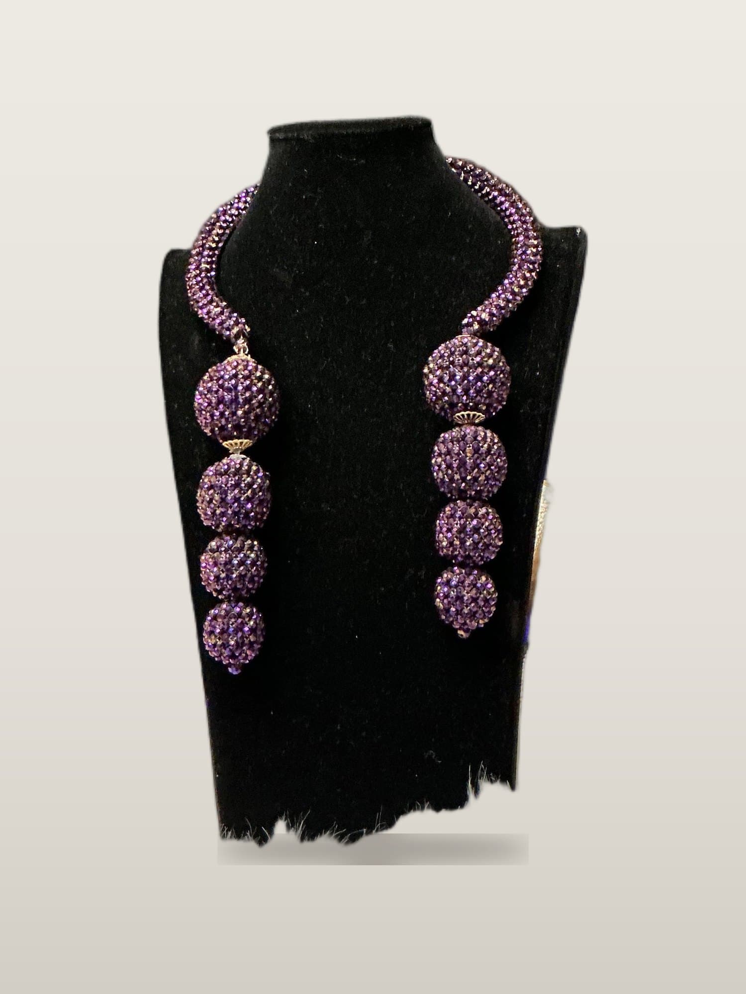 Handcrafted African  Purple Ball Bead Set with necklace and bangles