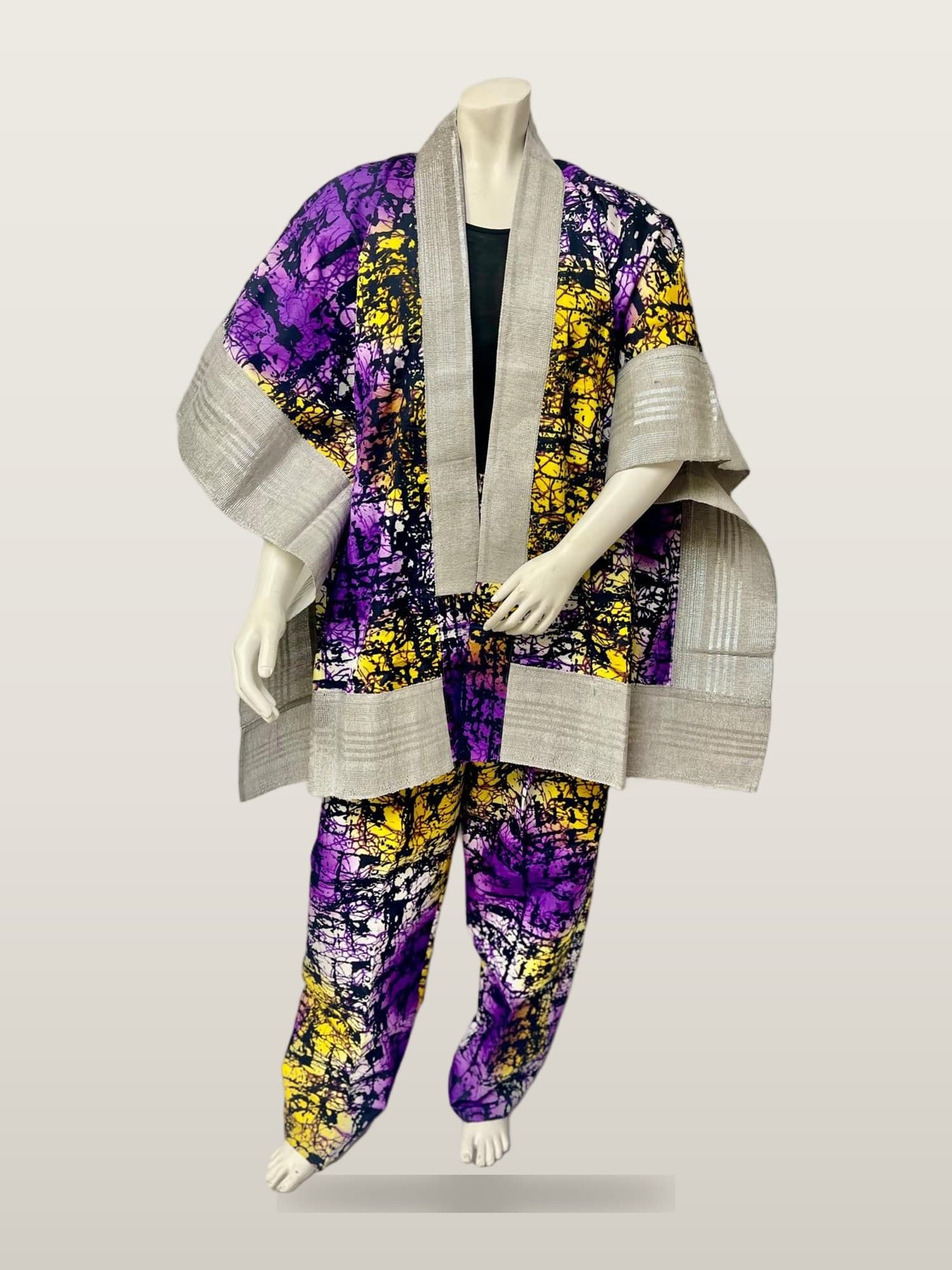 Purple & Silver Kimono Set