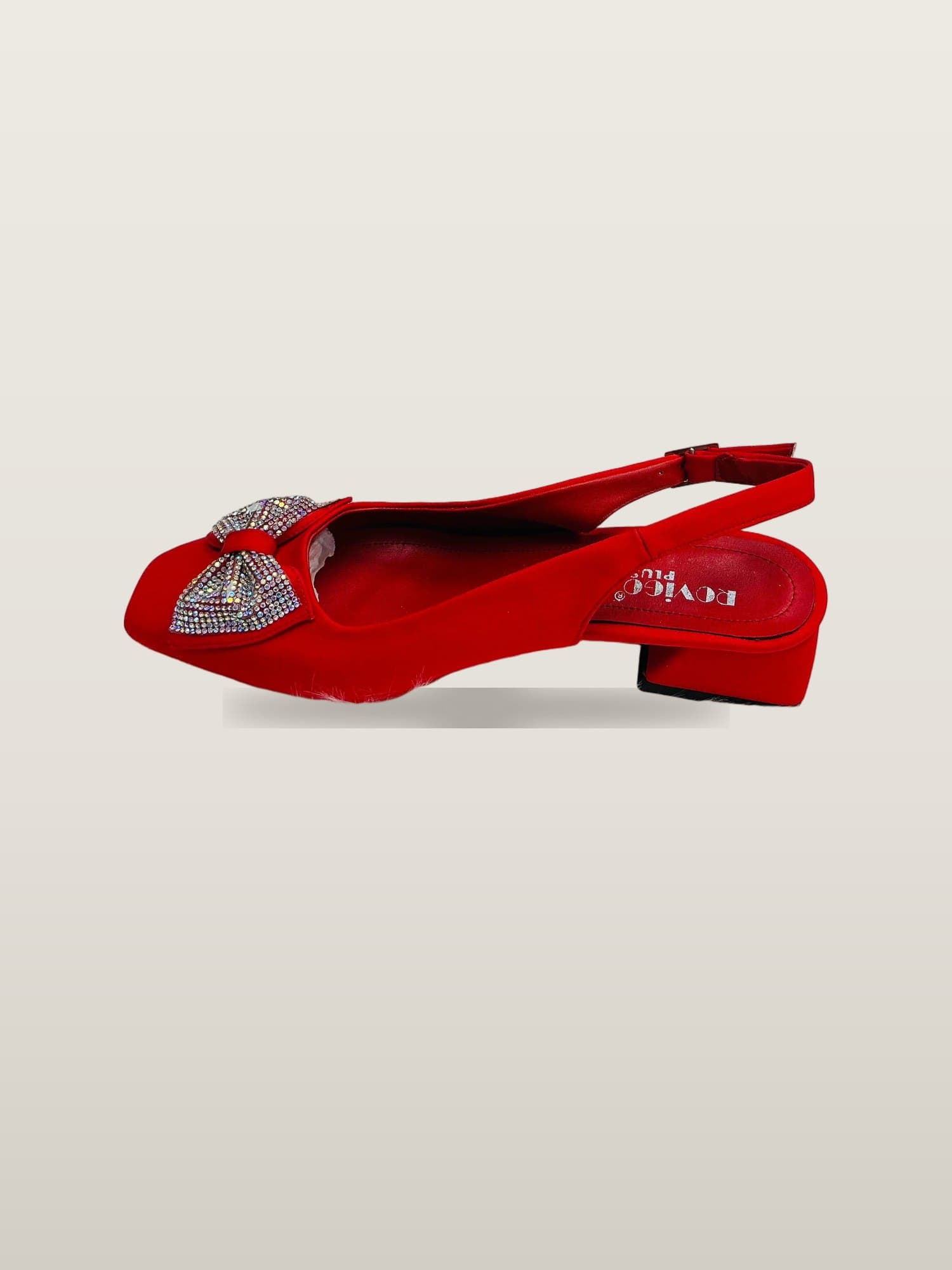 Scarlet Crystal Bow Slingback Flats