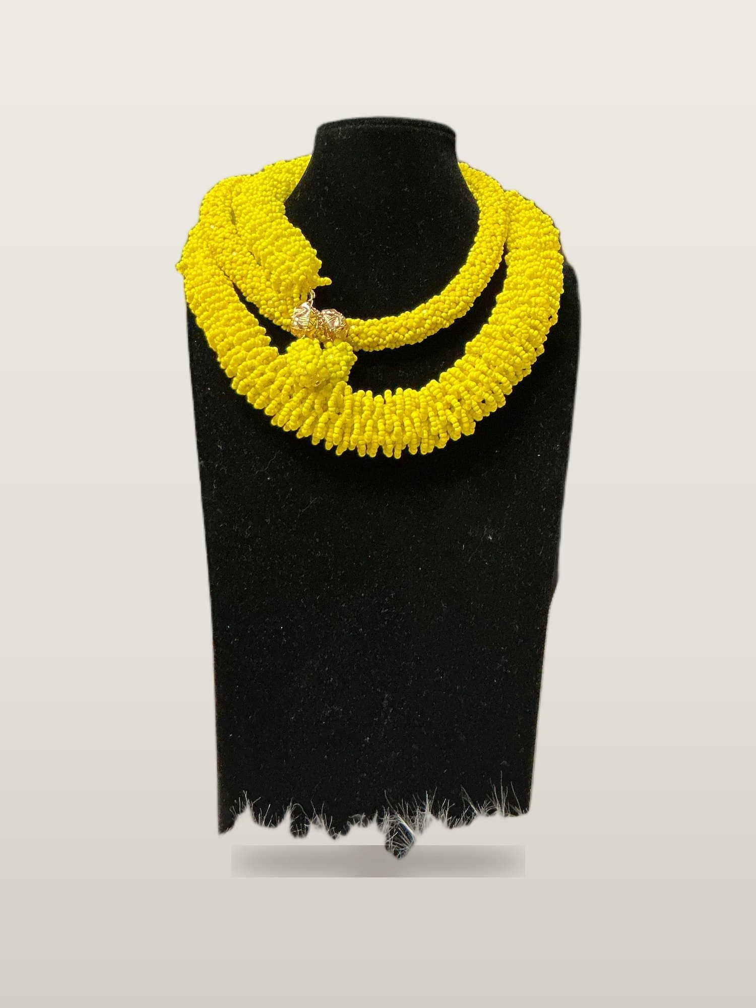 Handcrafted African Sunny Yellow Twisted Bead Set with necklace and bangles