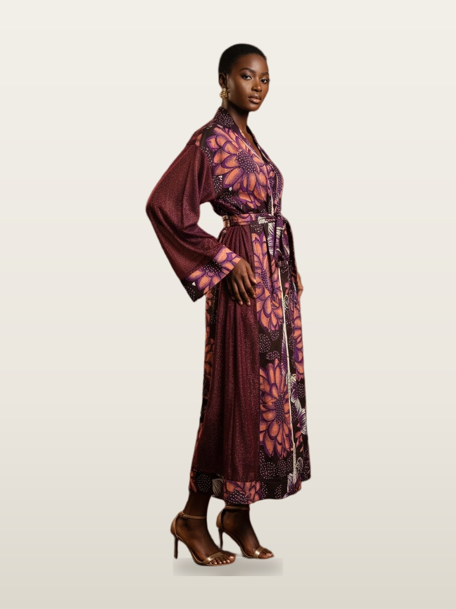 Burgundy Print Maxi Dress