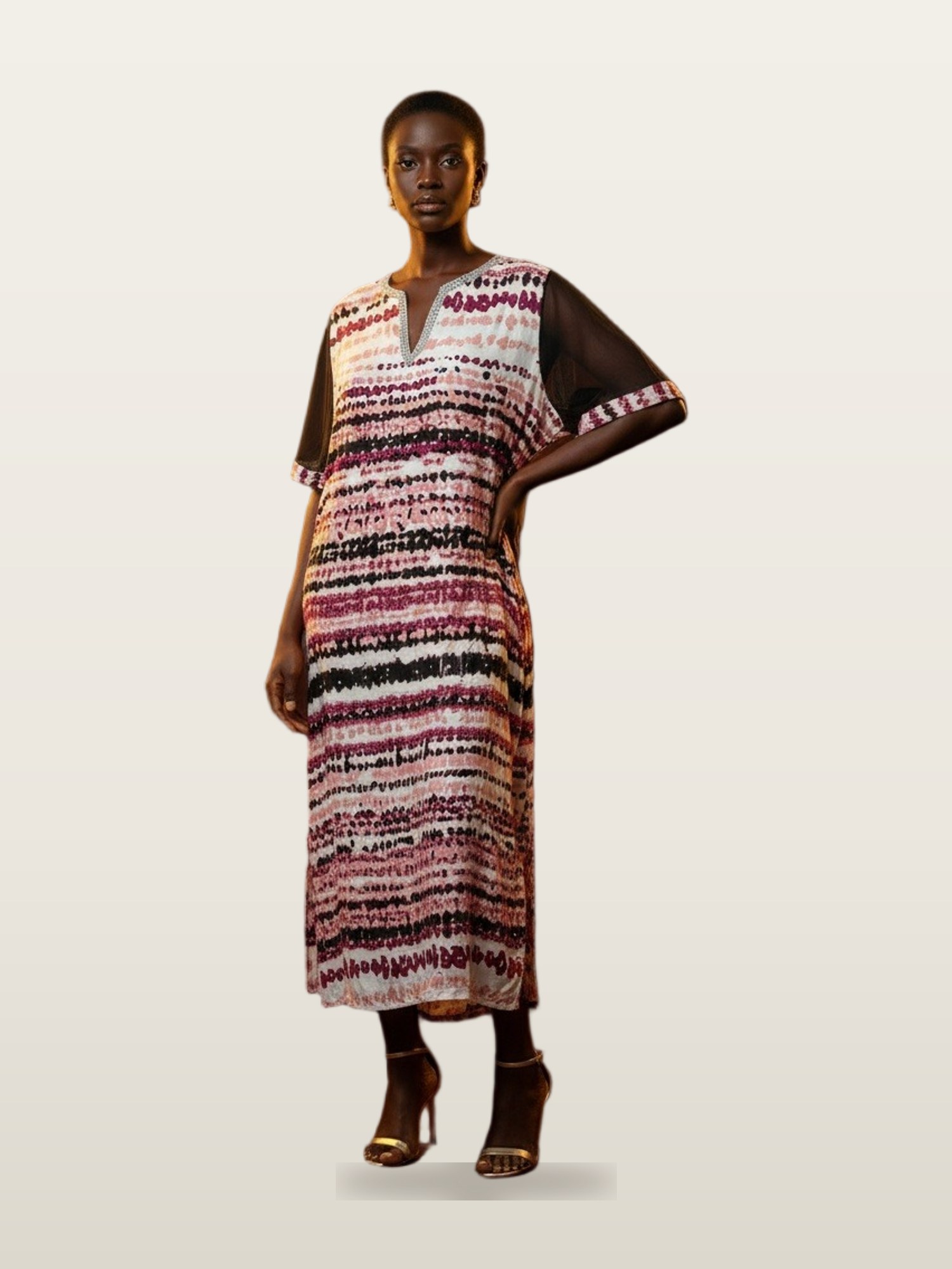 Multicolour Stripe Kaftan