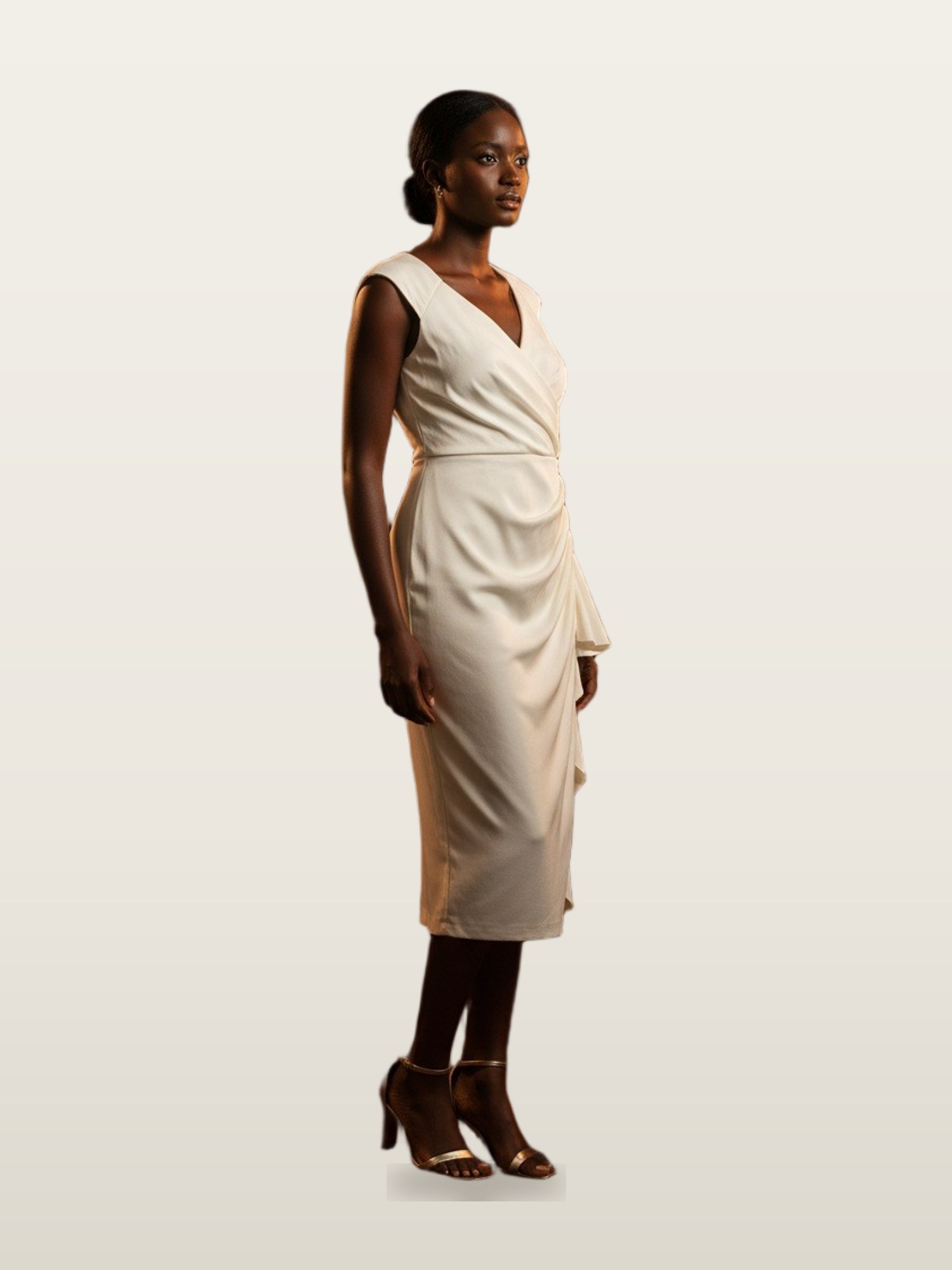 Ivory Draped Wrap Dress