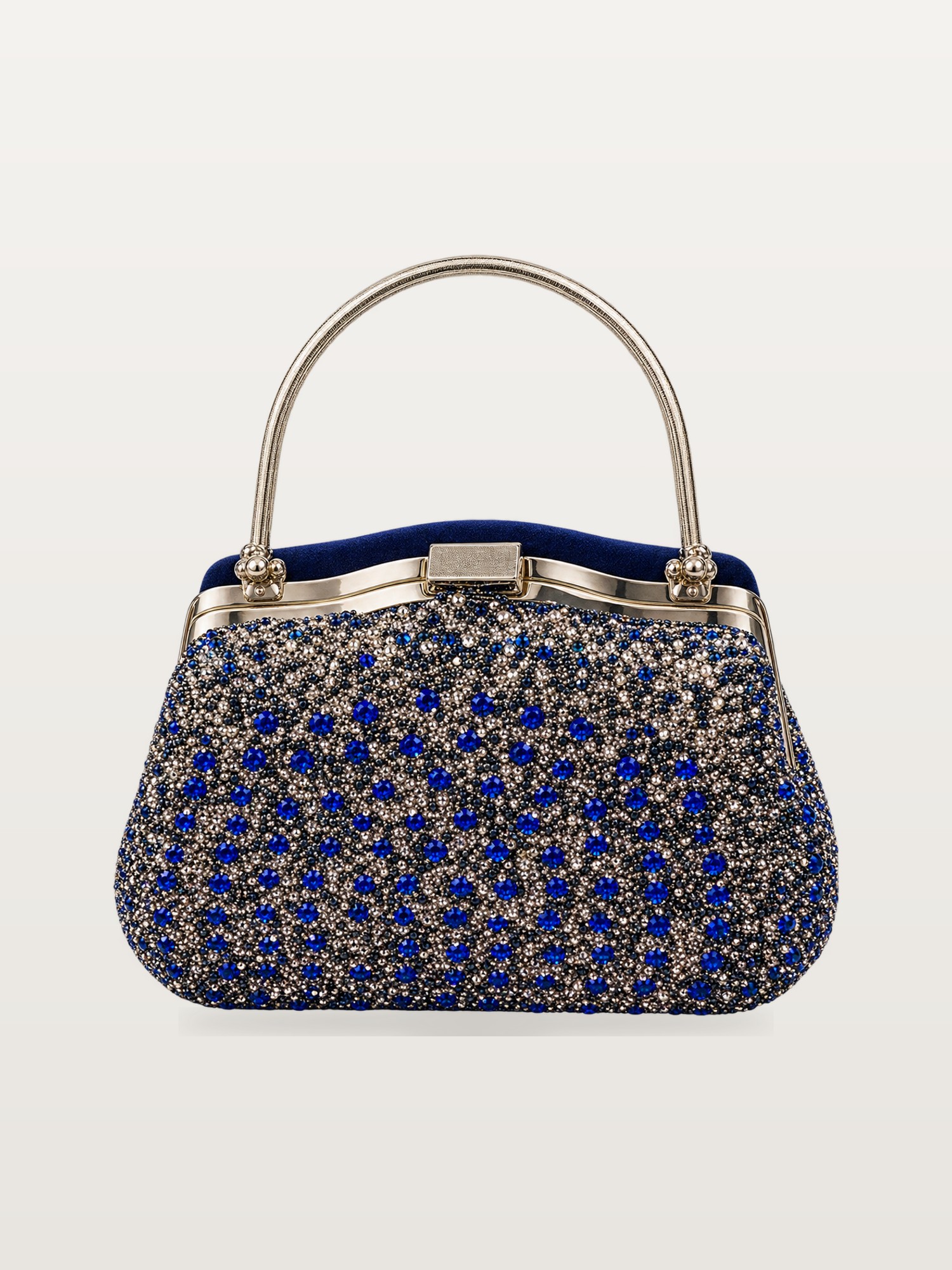 Navy Beaded Frame Bag