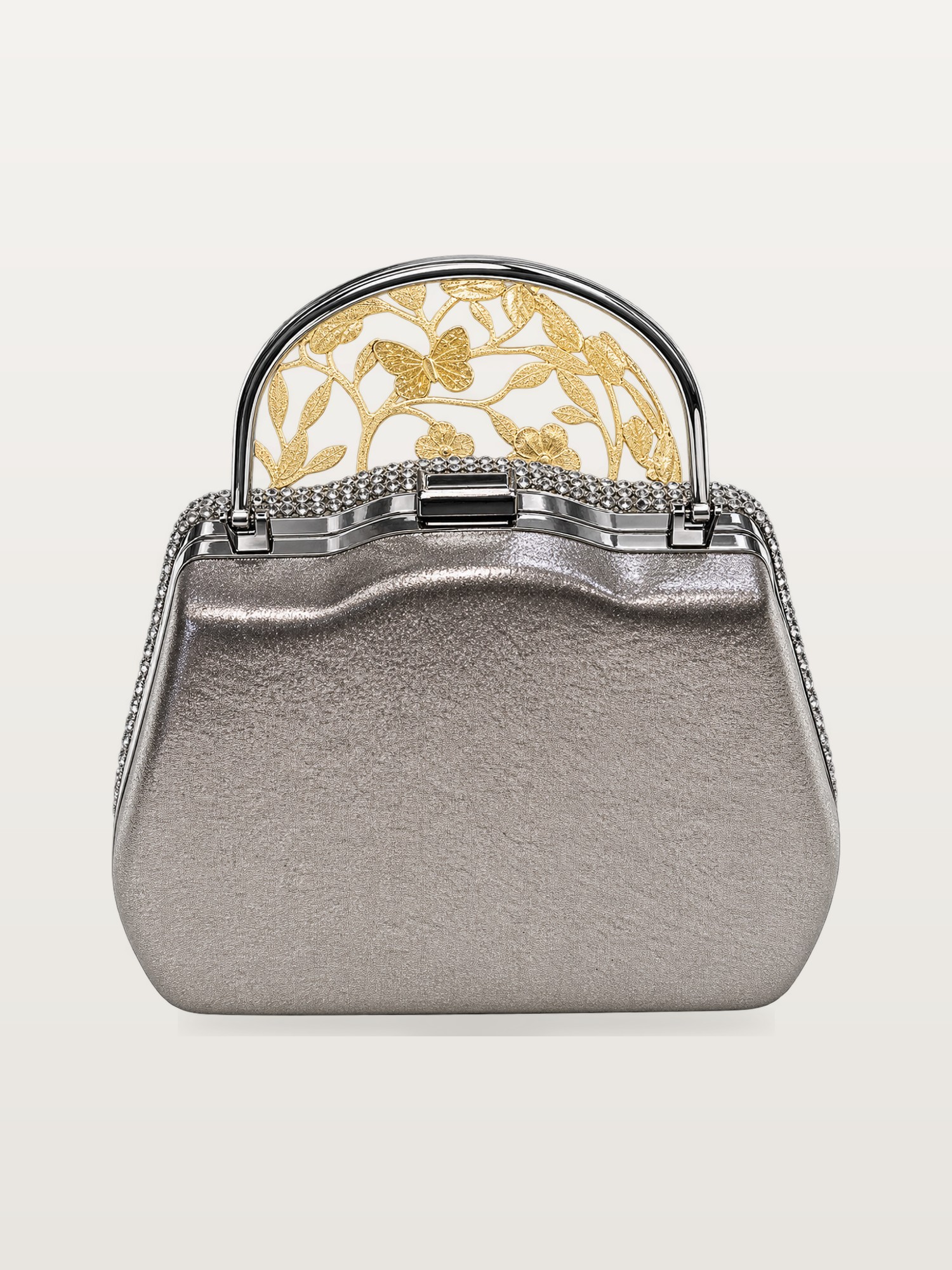Sac argenté à poignée florale