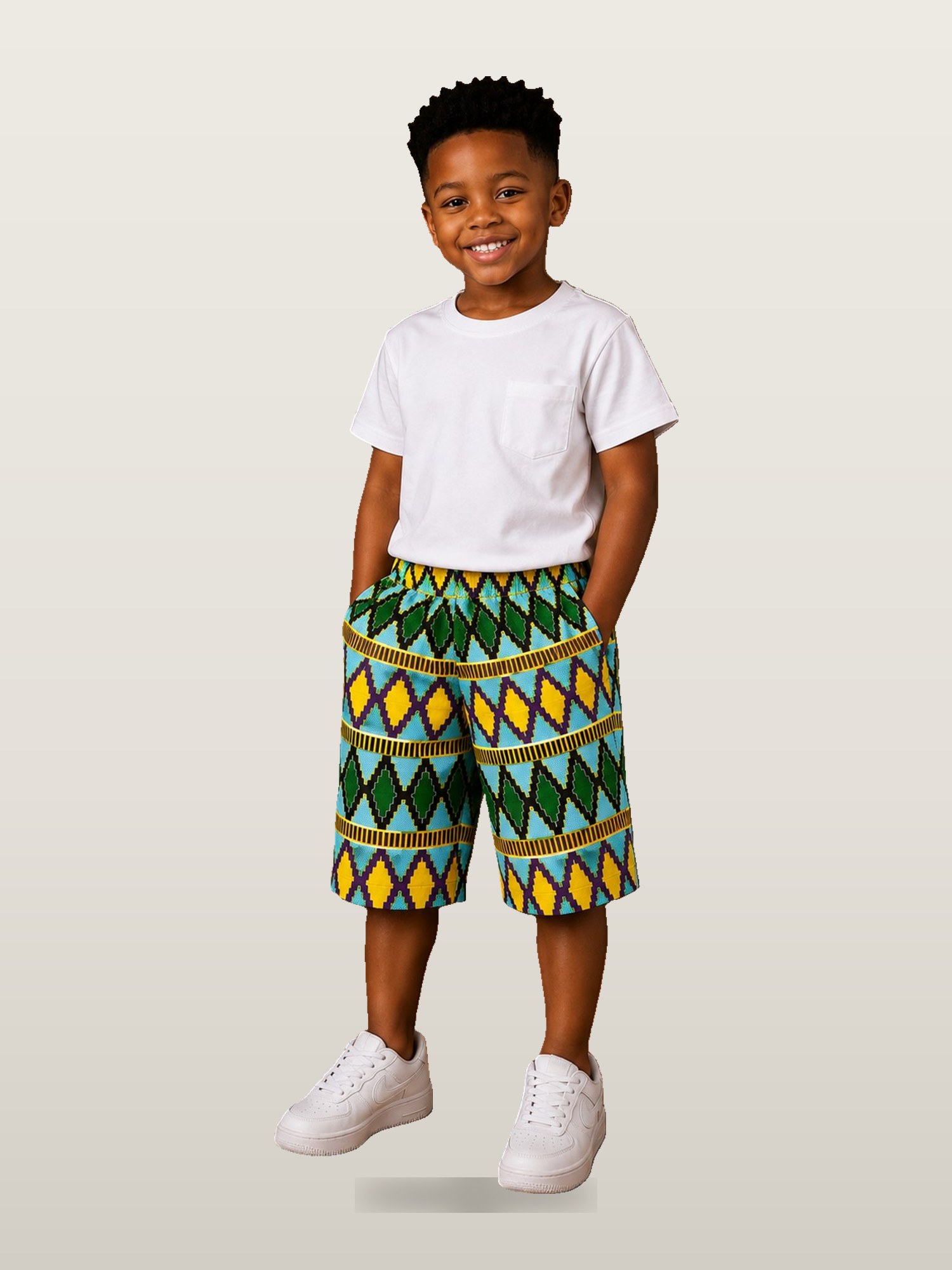 Boys’ Ankara Diamond Shorts & Tee