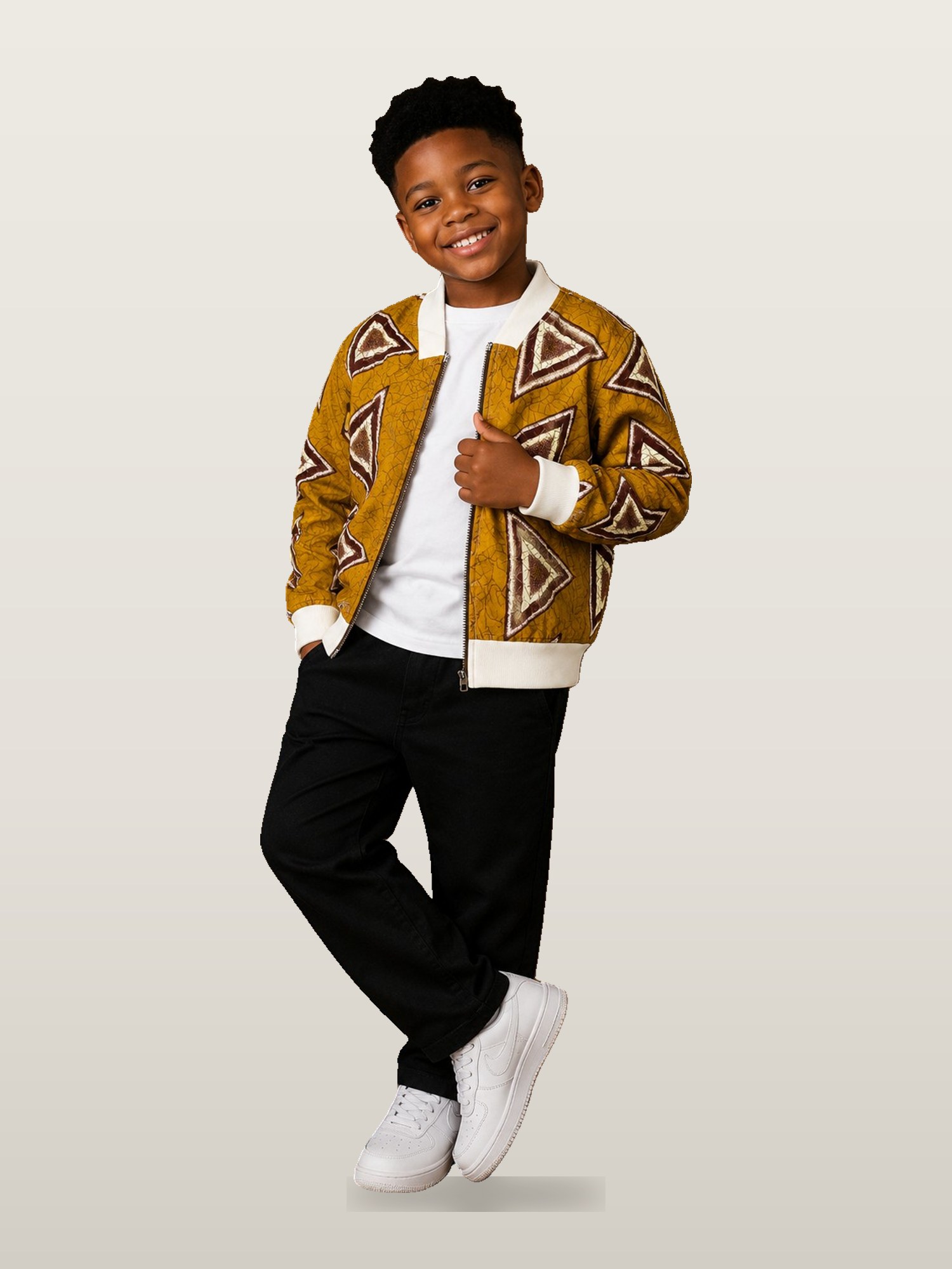 Boys’ Mud-Cloth Print Jacket Set
