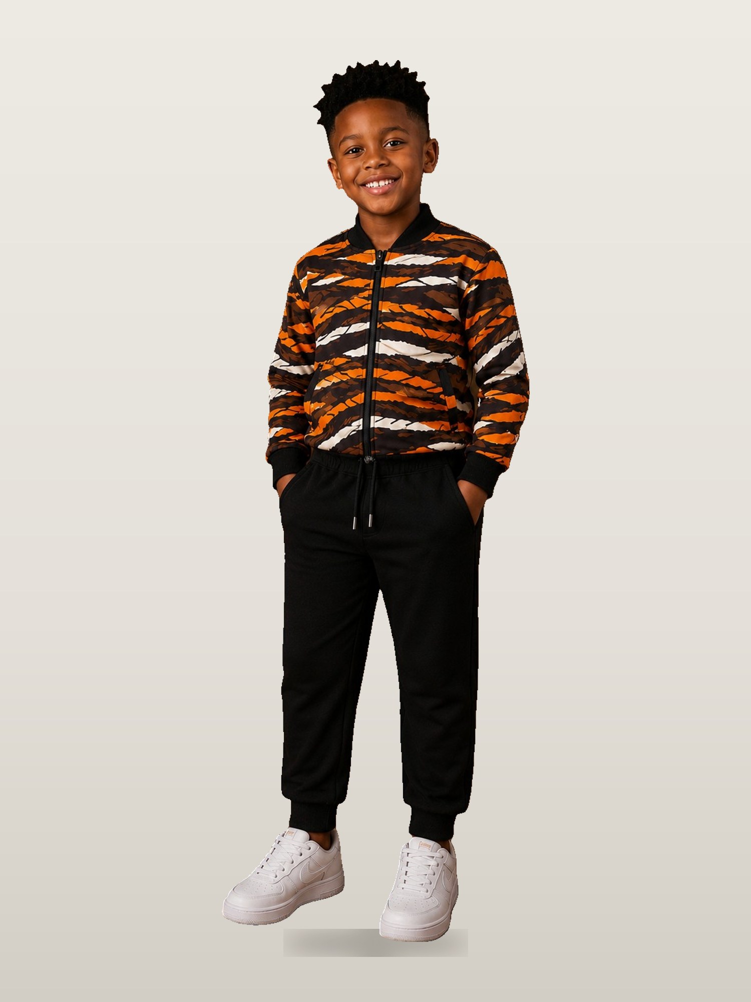 Boys’ Orange Ankara Shirt & Joggers