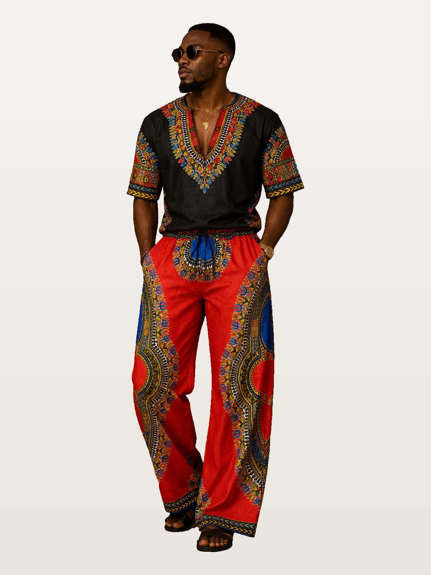 Dashiki Short-Sleeve Set