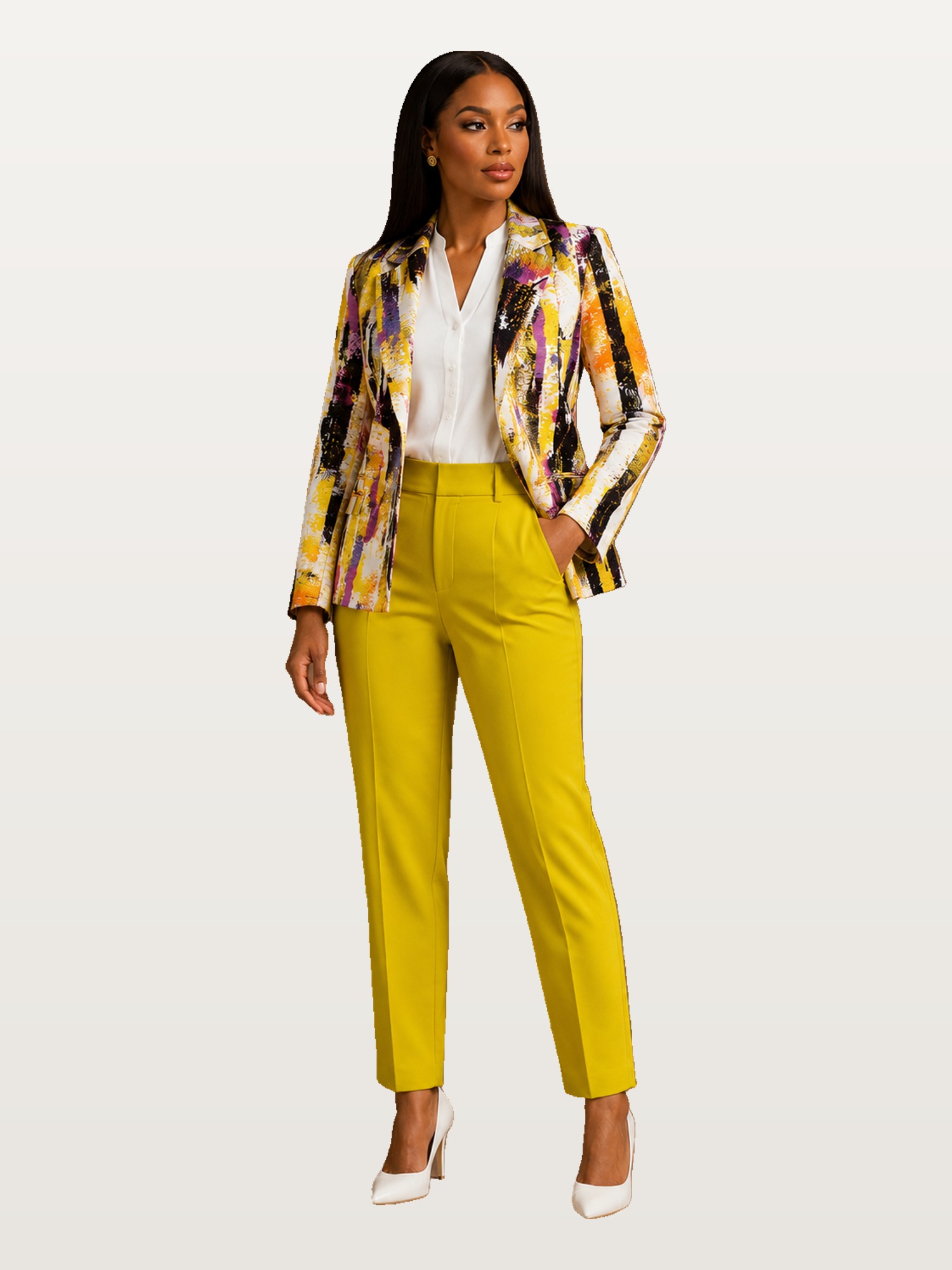 Gold Blazer & Chartreuse Trouser Suit
