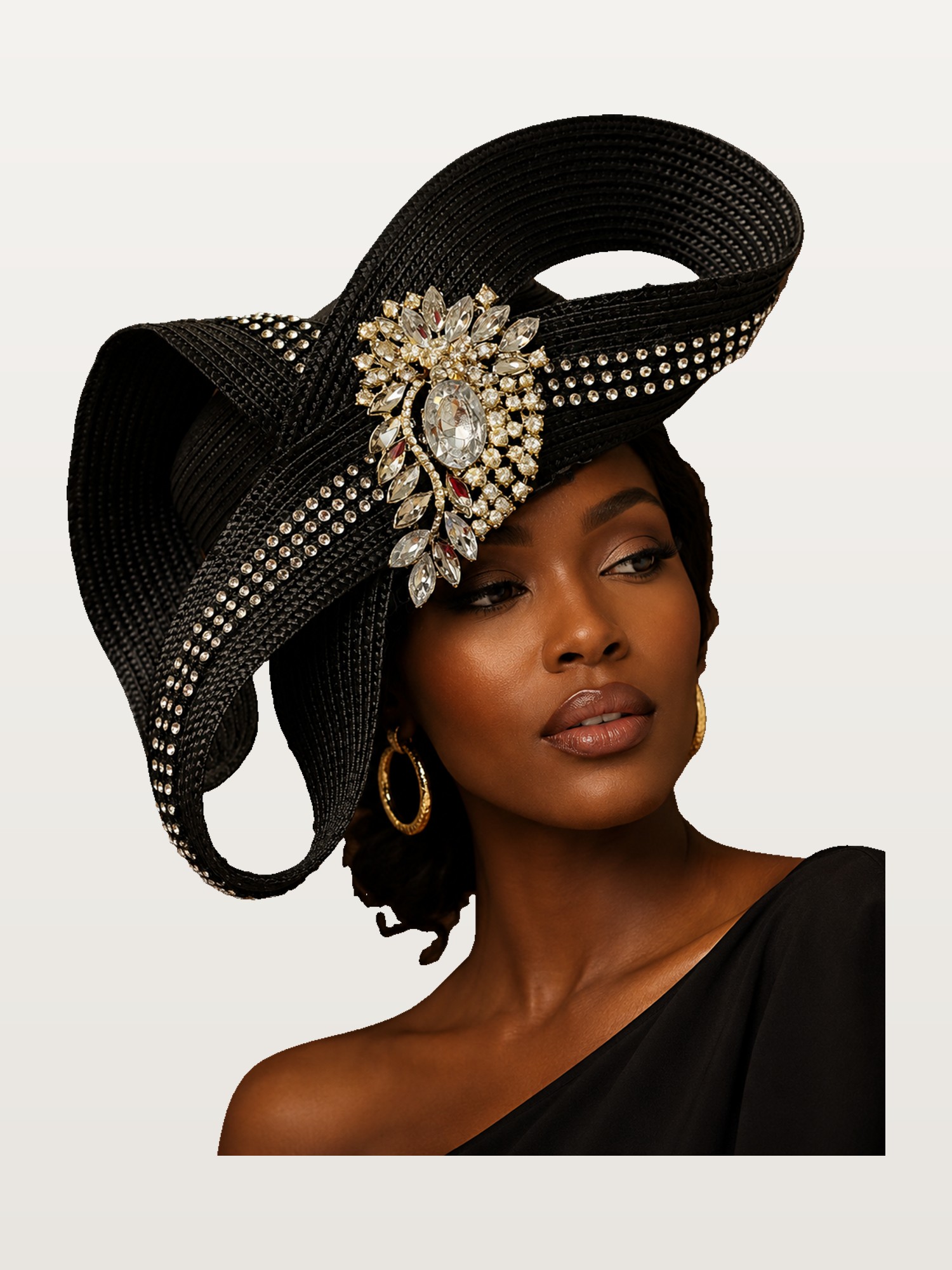 Black Crystal Wide-Brim Hat