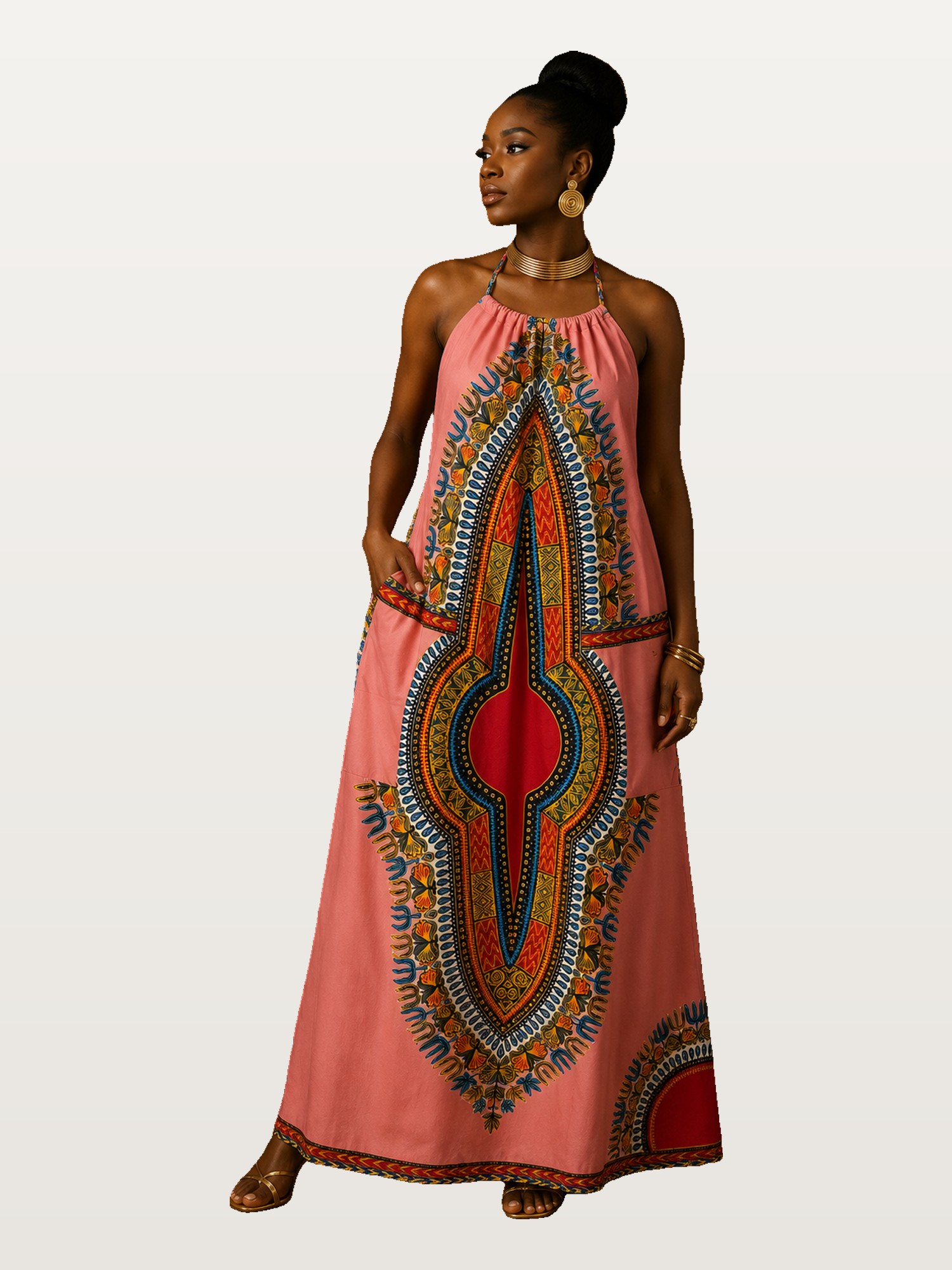Blush Dashiki Kaftan Maxi