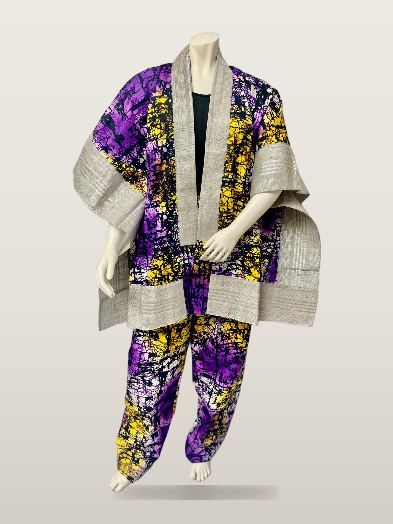 Purple & Silver Kimono Set