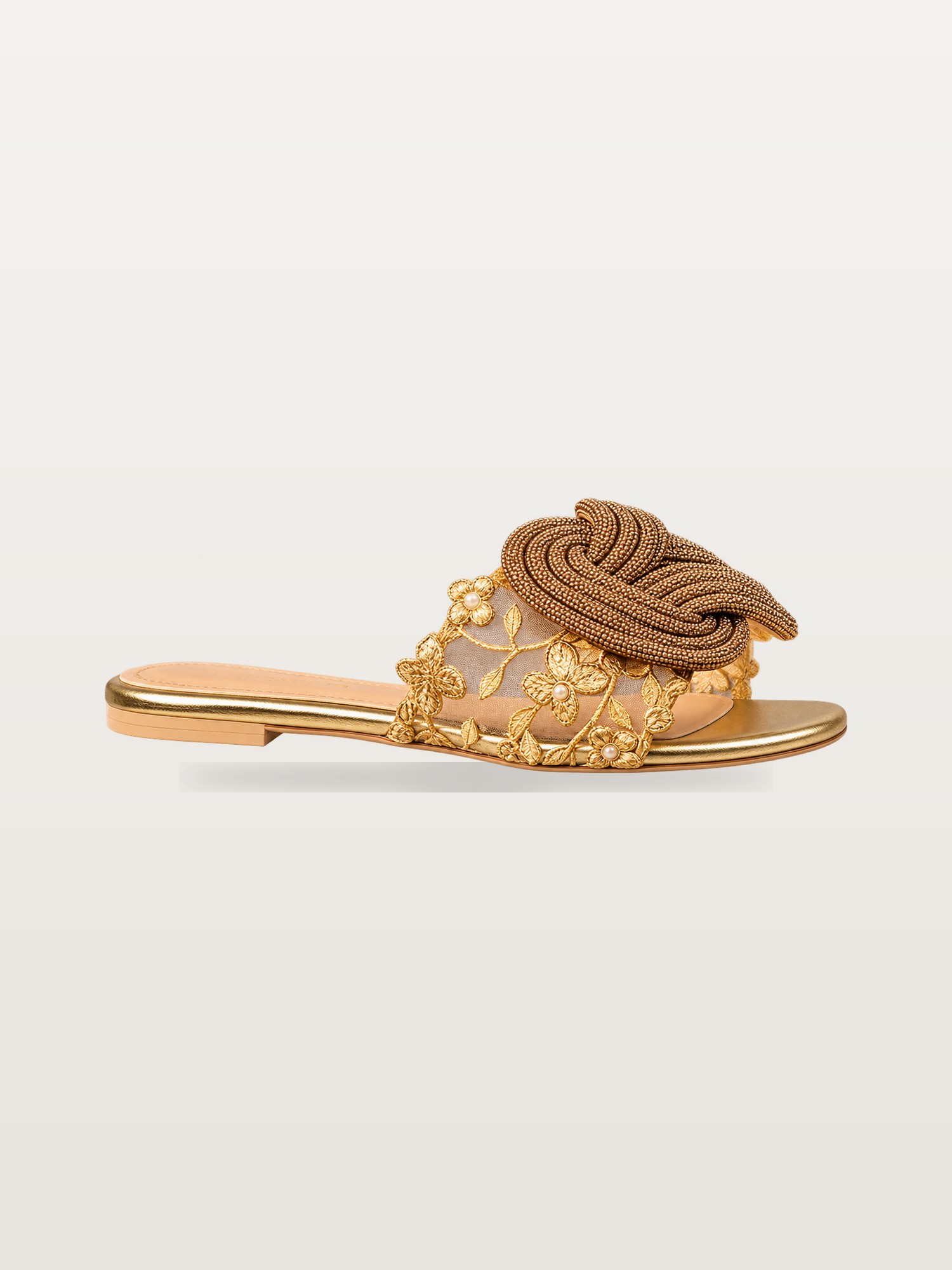 Gold Woven Flower Mule