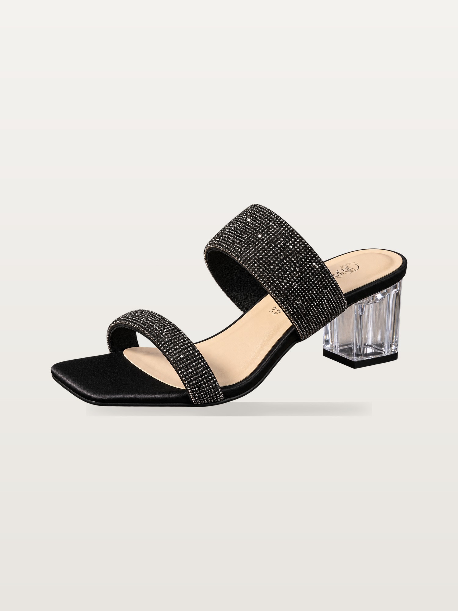 Silver Glitter Block Mule