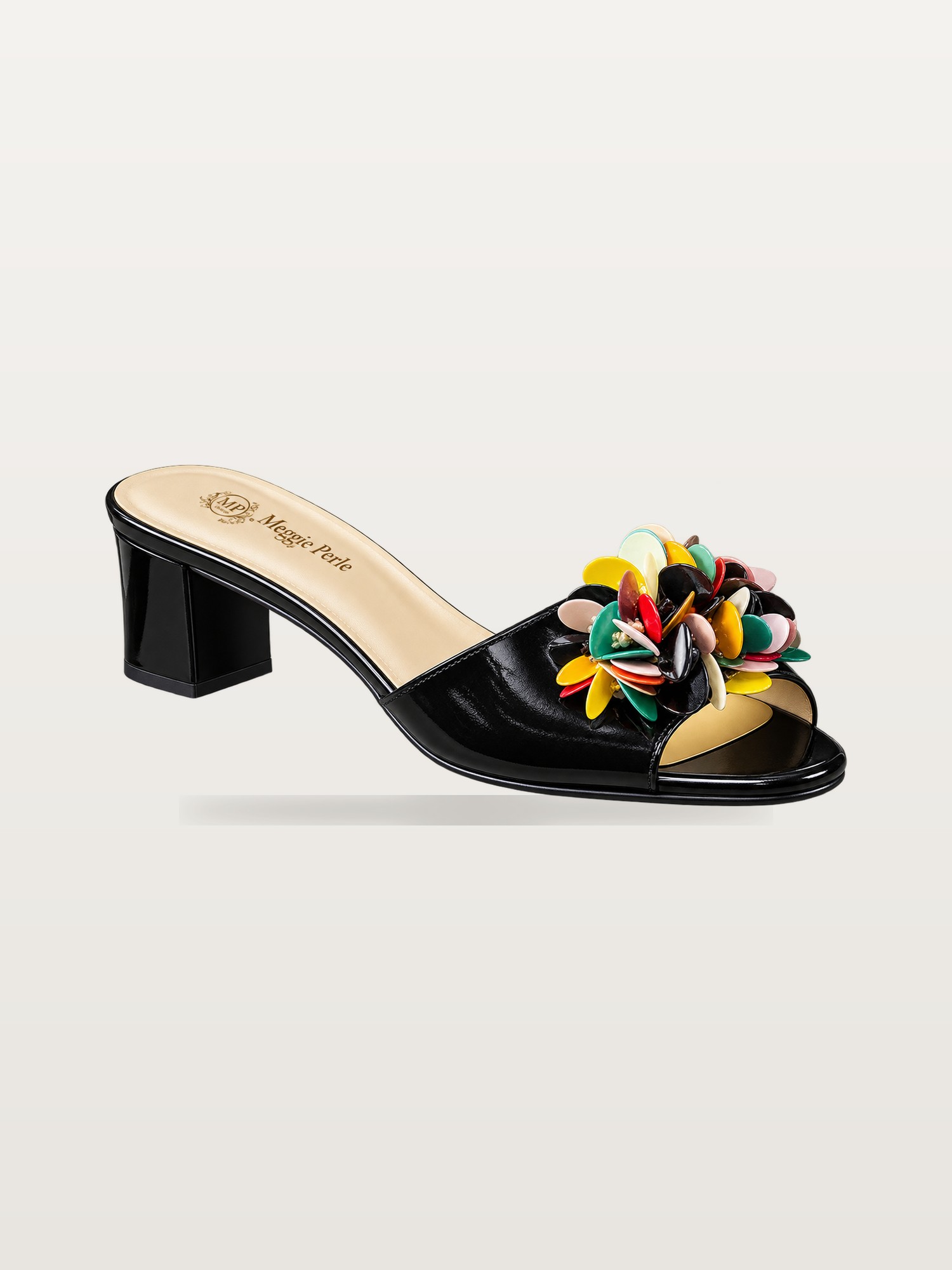 Black Floral Mule