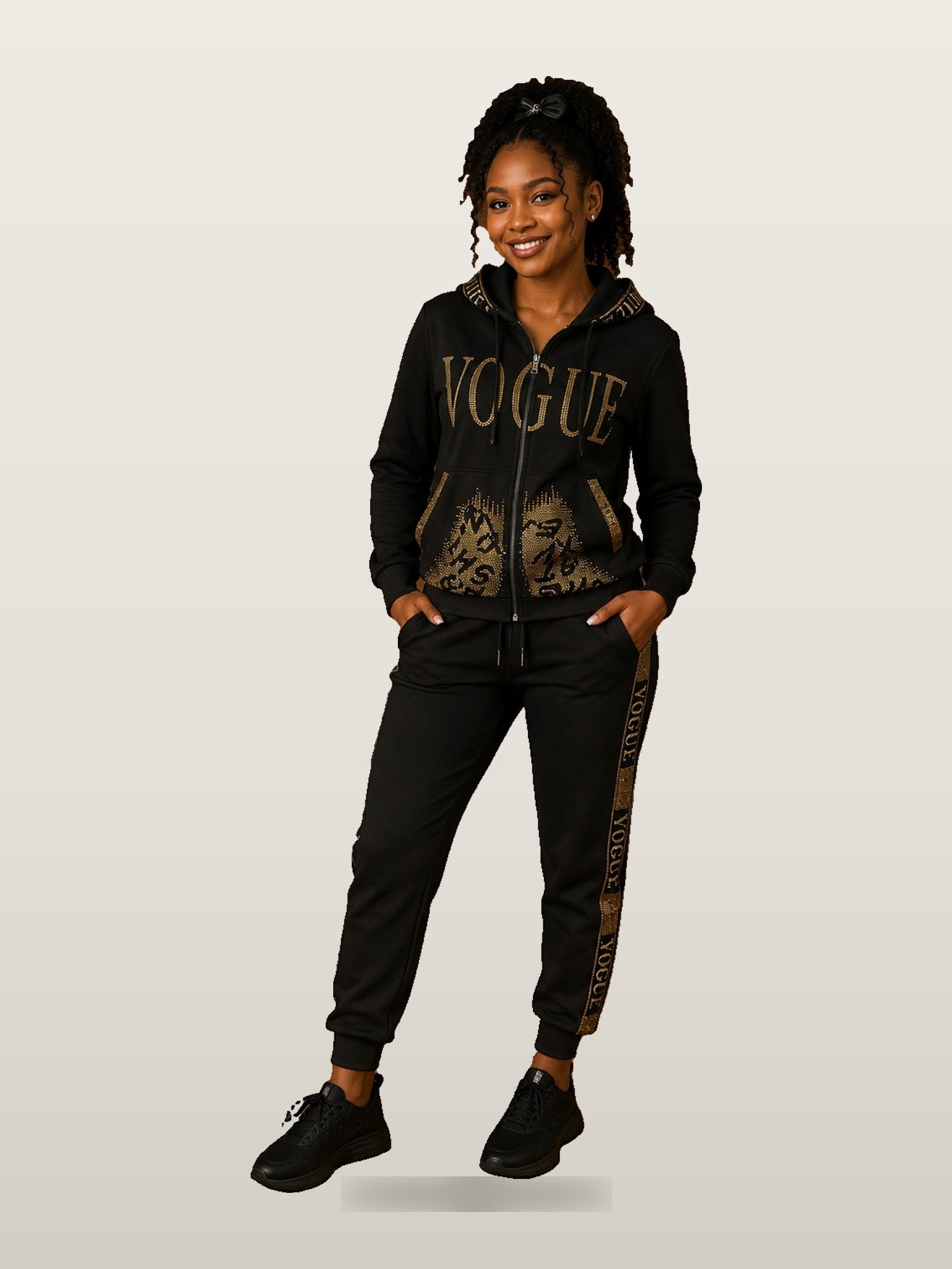 Women’s Black Glam Hoodie Set